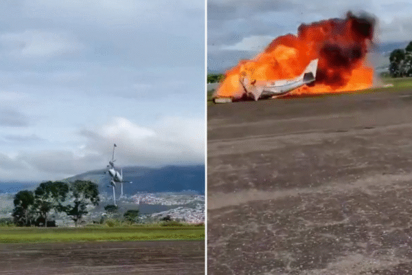 Avião cai durante decolagem, explode e deixa dois mortos na Venezuela