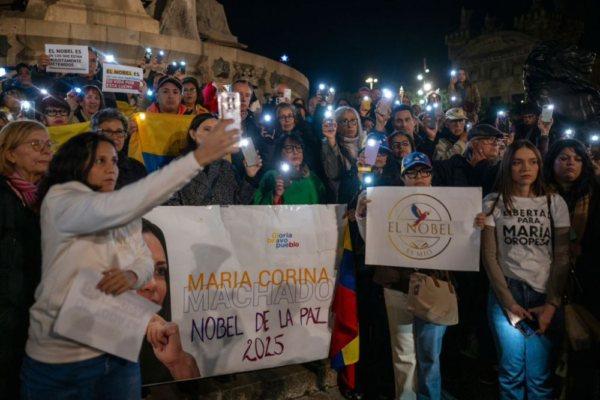Manifestações globais apoiam Corina Machado antes do Nobel da Paz